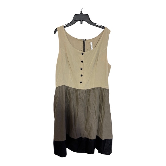 Anthropologie Sleeveless Dress Womens Size XL Beige Vegan Linen Sustainable Mini - Picture 1 of 10